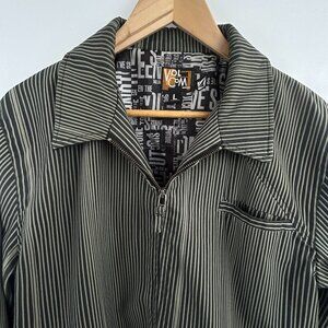 Volcom Men’s Naylor Jacket – Black and Gray Striped Zip-Up – Size Medium